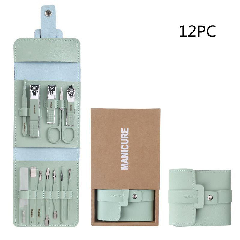 Make Up 12 Pcs Nail Clippers Nail Cutter Nail Scissors With PU Bag Stainless Steel Eagle Hook Portable Tools