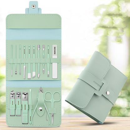 Make Up 12 Pcs Nail Clippers Nail Cutter Nail Scissors With PU Bag Stainless Steel Eagle Hook Portable Tools