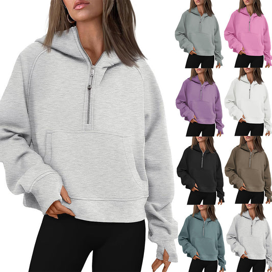 Winter Hooded Zipper Thickening Sweater