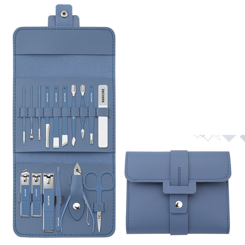 Make Up 12 Pcs Nail Clippers Nail Cutter Nail Scissors With PU Bag Stainless Steel Eagle Hook Portable Tools