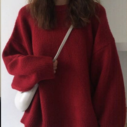 Women's Korean-style Solid Color Round Neck Sweater