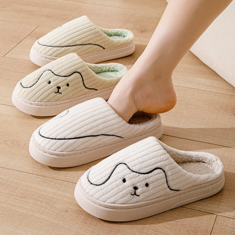 Striped Cat Slippers Indoor Couple Non-slip Floor Bedroom Slipper Winter Warm Plush House Shoes Women Men